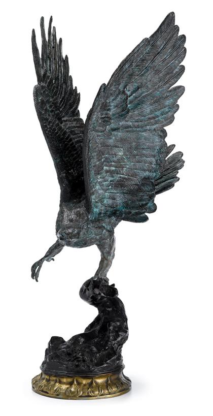 Appraisal: After Jules Moigniez French - eagle Bronze green patina modeled