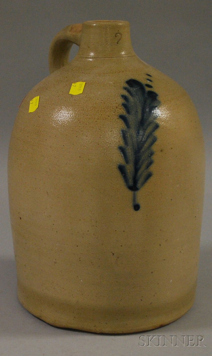 Appraisal: Cobalt Floral-decorated Two-gallon Stoneware Jug