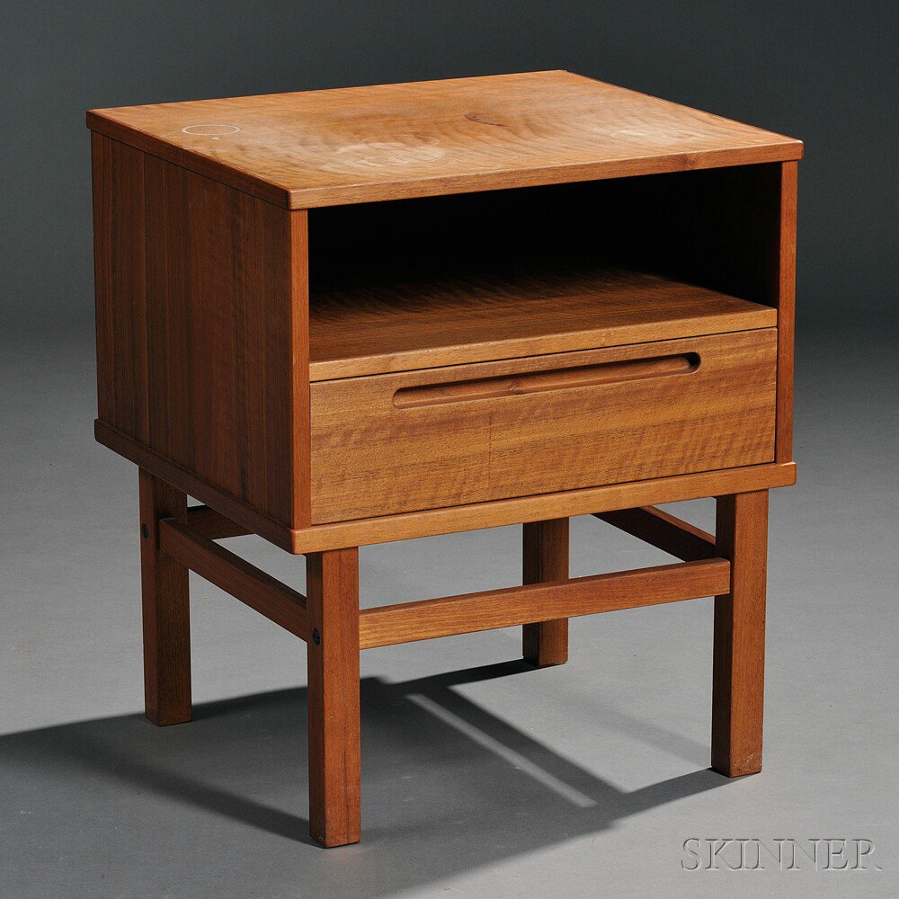 Appraisal: Custom Ben Thompson Bedside Table Teak Rectangular top with shelf