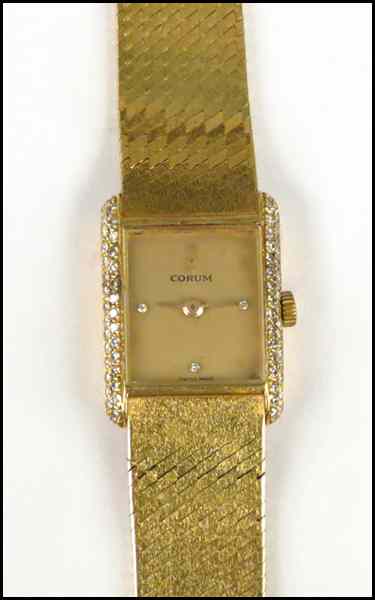 Appraisal: CORUM KARAT YELLOW GOLD AND DIAMOND WATCH Length '' Wt