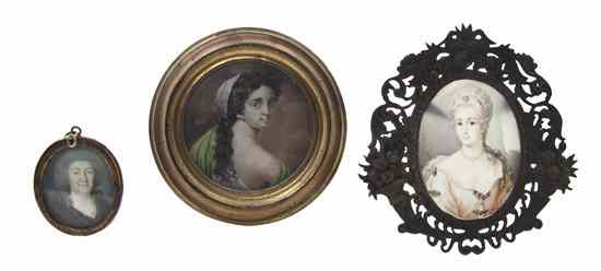 Appraisal: A Portrait Miniature on Ivory depicting a woman with a