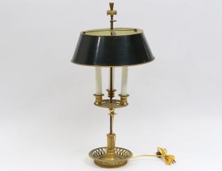 Appraisal: CHARLES X ORMOLU THREE LIGHT BOUILLOTTE LAMP French Circa With