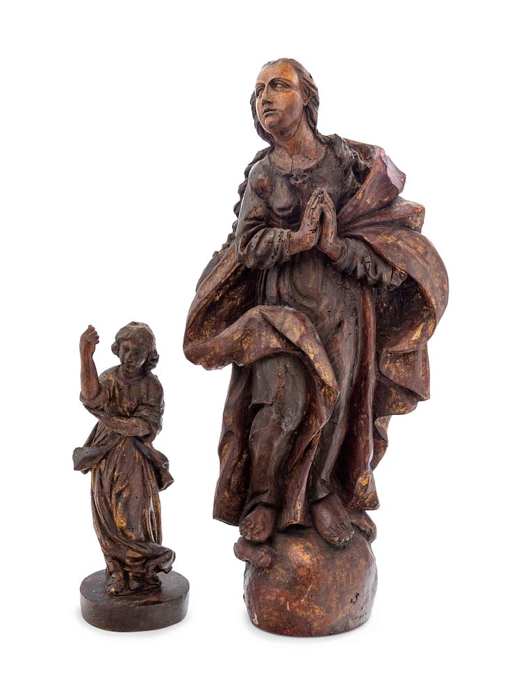 Appraisal: Two Continental Carved Ecclesiastical Figures Two Continental Carved Ecclesiastical Figures