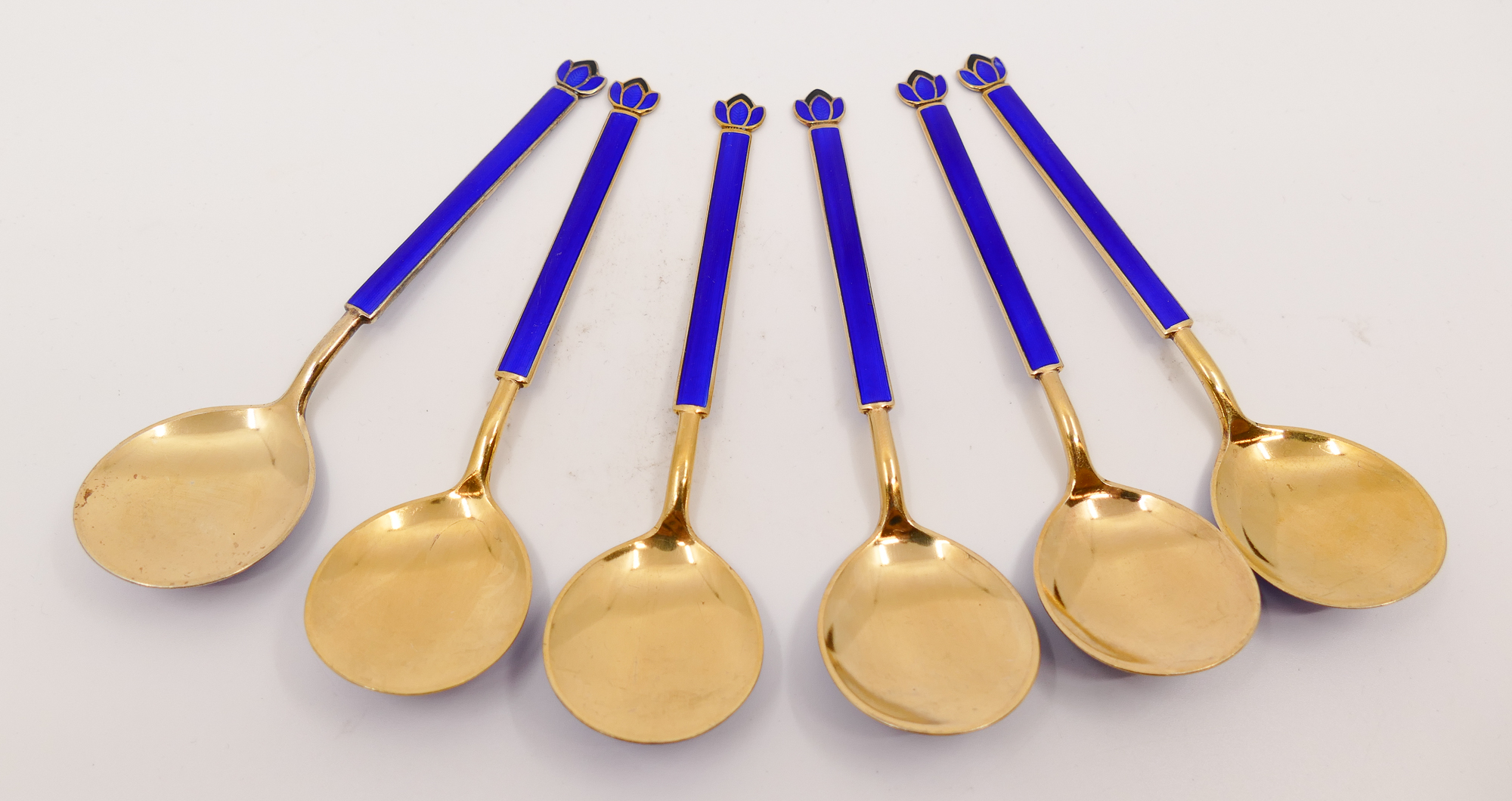 Appraisal: Set pc David Andersen Norwegian Enameled Sterling Spoons- g