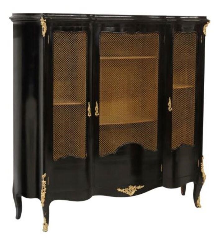 Appraisal: French Louis XV style vitrine bookcase th c shaped case