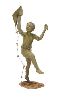 Appraisal: Large Figural Garden Sculpture Kite Boy American School th century