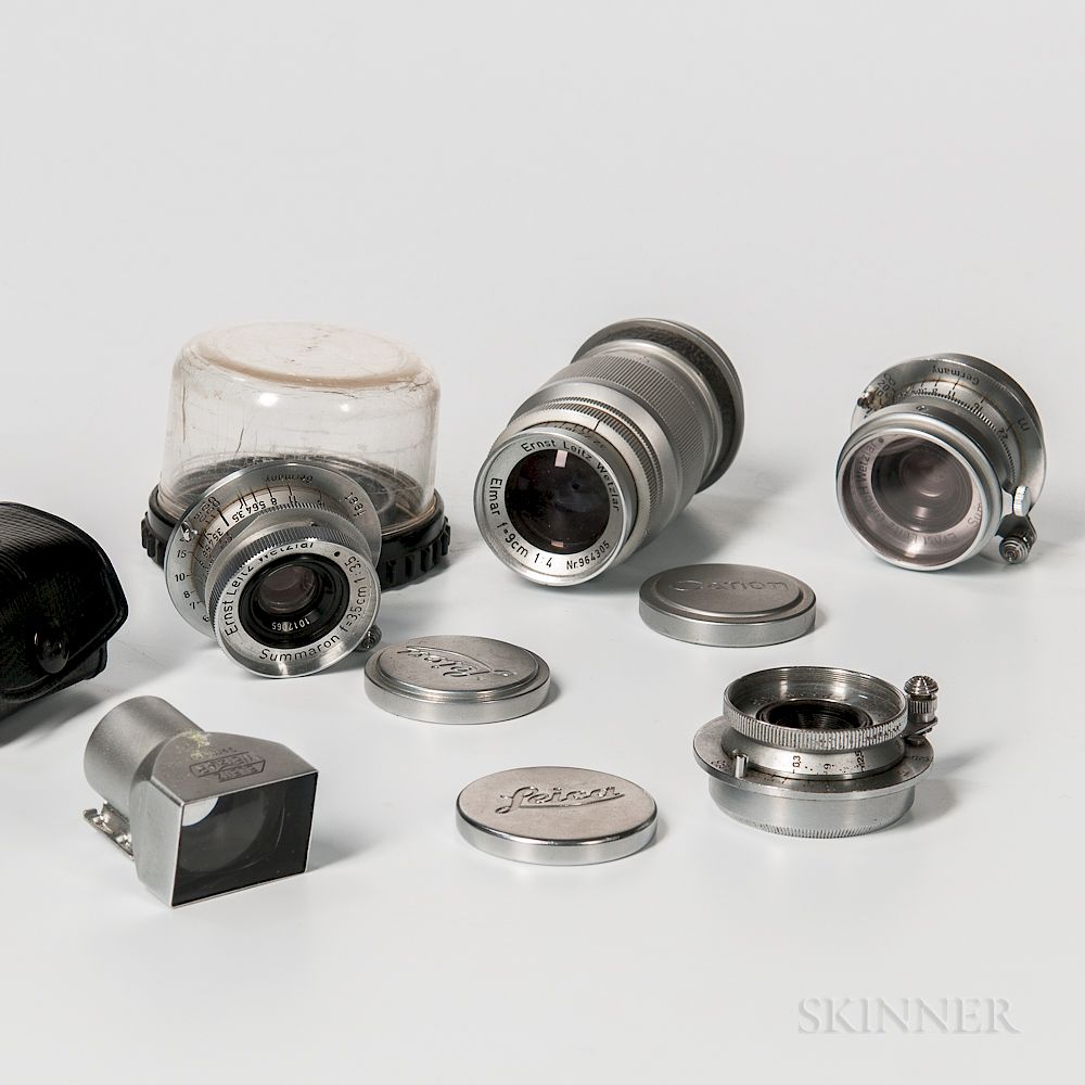 Appraisal: Four Leica SM Lenses and a Finder Four Leica SM