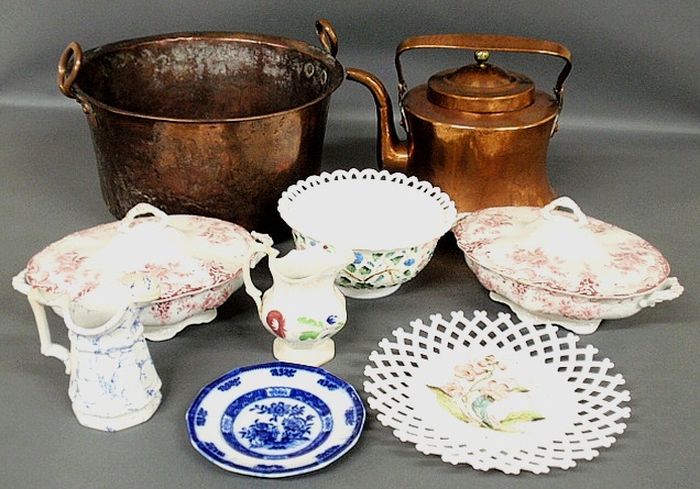 Appraisal: - Misc grouping to incl a copper bucket h hot