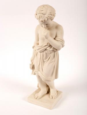 Appraisal: A parian figure titled 'The Little Boat Builder' modelled by