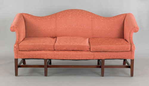 Appraisal: Chippendale style mahogany sofa with a camel back and square