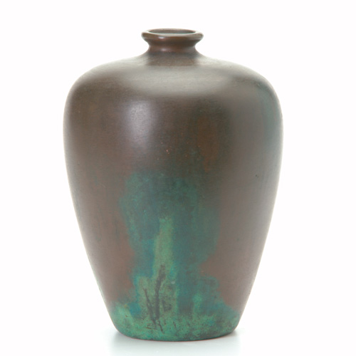 Appraisal: CLEWELL Bulbous vase with small neck with fine deep green