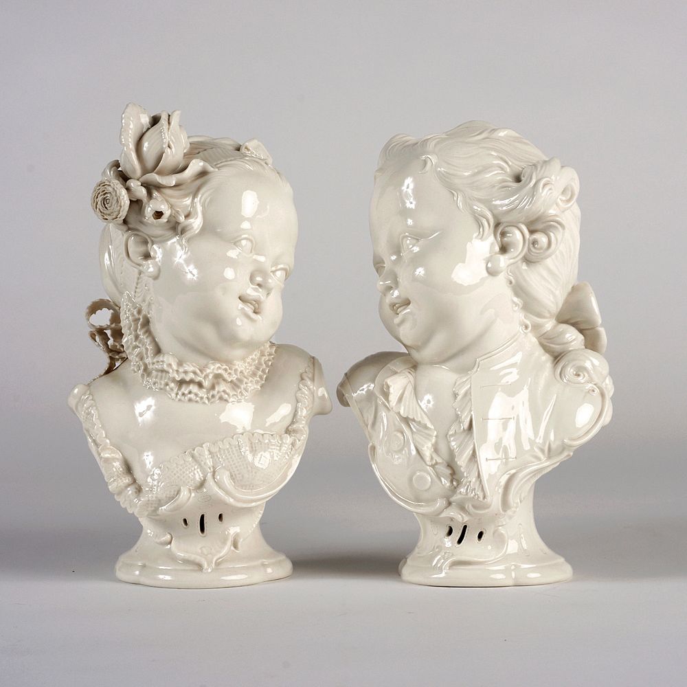 Appraisal: Pair of Nymphenburg Bustelli Busts of Children Franz Anton Bustelli