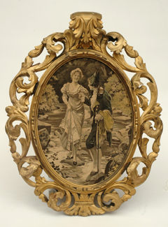 Appraisal: A TH CENTURY GILT FRAMED SILK NEEDLEWORK Depicting a gentleman