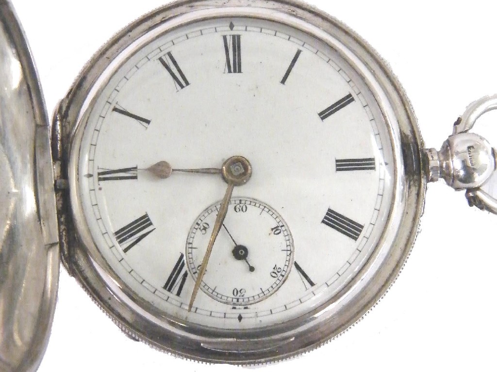 Appraisal: Silver lever engine turned hunter pocket watch hallmarked London the