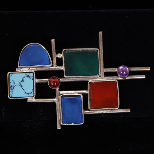 Appraisal: S Zilka Hand Made Modernist Designer Sterling Silver Brooch Pin