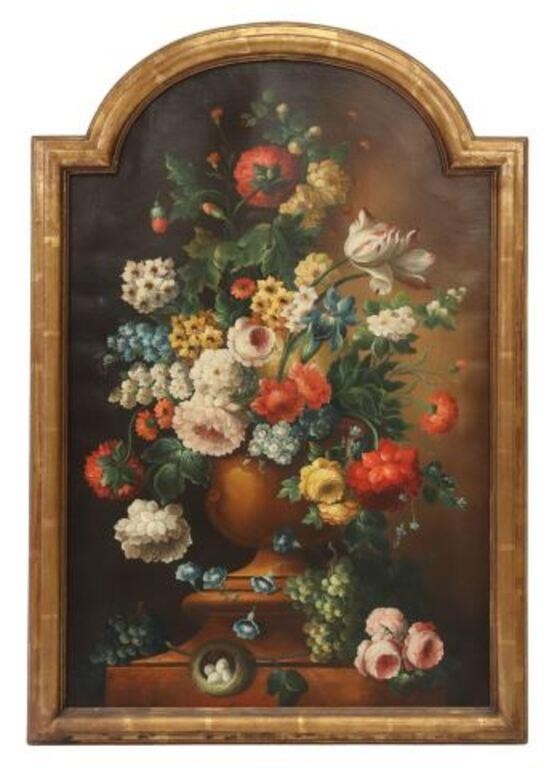 Appraisal: Framed oil on canvas painting Still Life of Flowers in