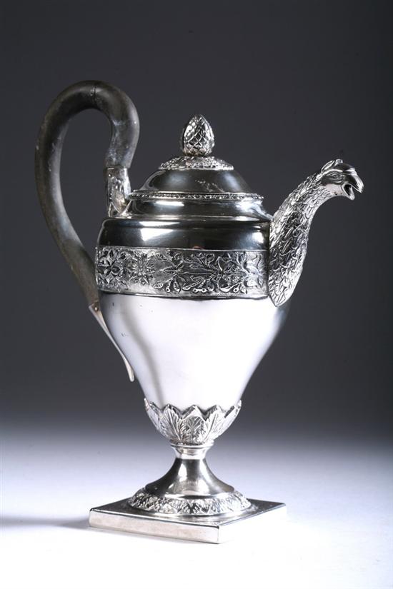 Appraisal: GERMAN SILVER DIMINUTIVE COFFEE POT late th century Hanau pseudo