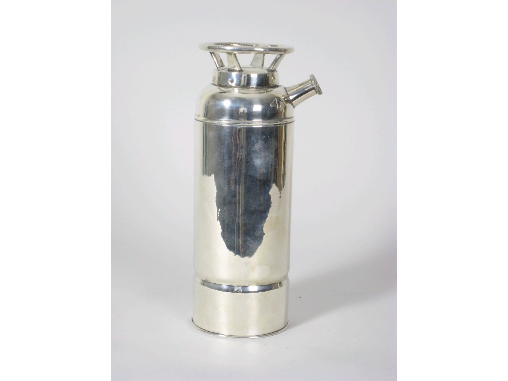 Appraisal: A plated Cocktail Shaker in the form of a fire