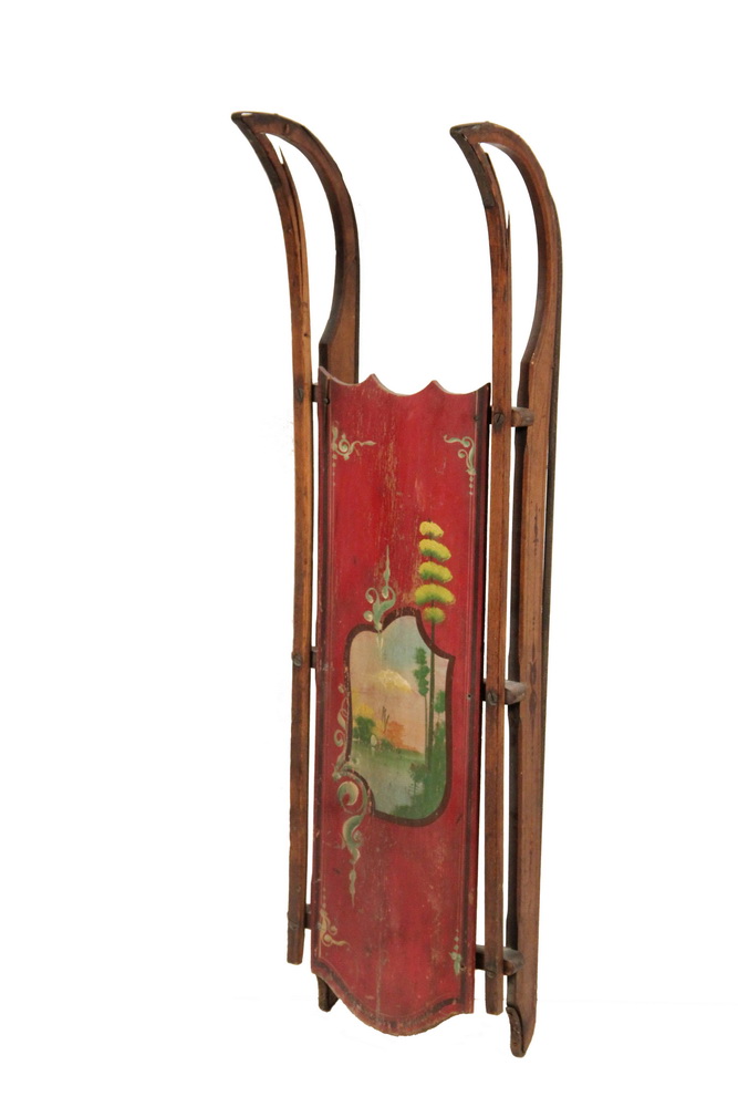 Appraisal: VICTORIAN CHILD'S SLED - Painted Wood Iron Sled circa in