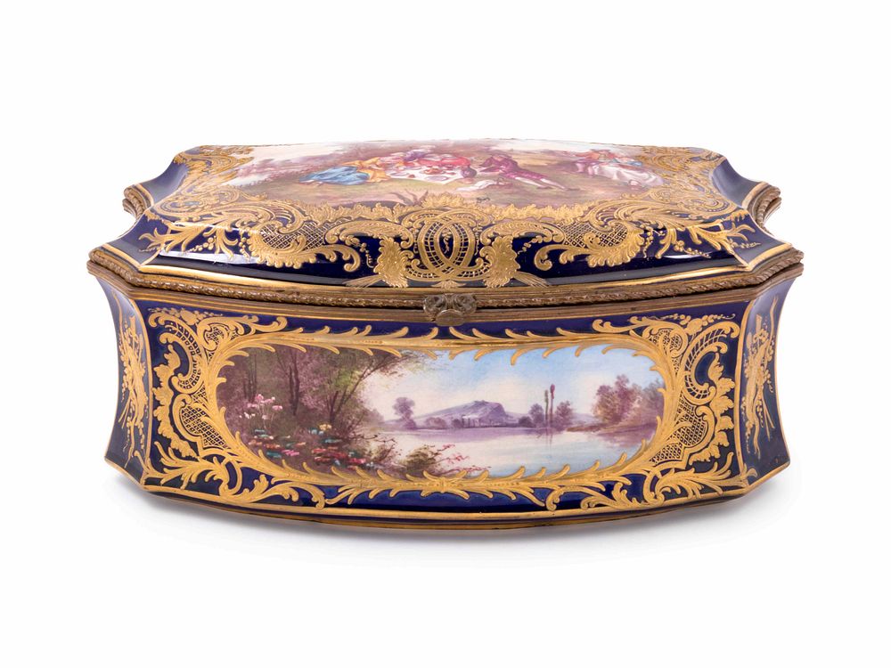 Appraisal: A Sevres Style Painted and Parcel Gilt Porcelain Table Casket