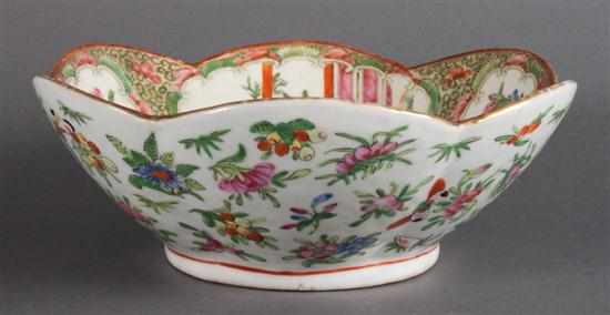 Appraisal: Chinese Export Rose Medallion porcelain lobed edge bowl fourth quarter-