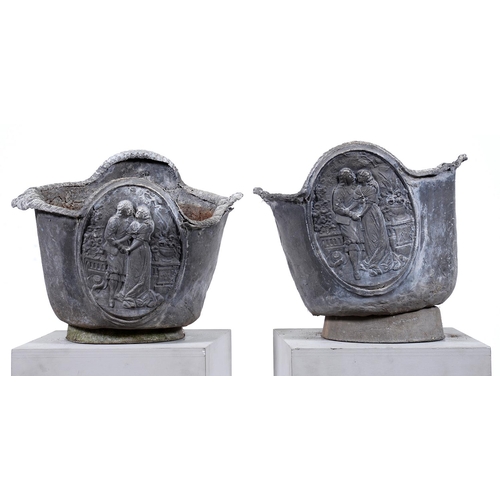 Appraisal: A pair of lead jardinieres probably first half th c