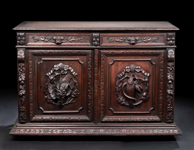 Appraisal: Continental Carved Oak Buffet fourth quarter th century the rectangular