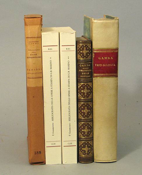 Appraisal: BIBLIOGRAPHY - ITALIAN LITERATURE Approx vols including Gamba Bartolommeo Delle