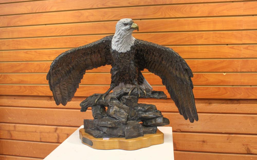 Appraisal: KENNETH M SCOTT Oregon th century bronze sculpture Eagle Down