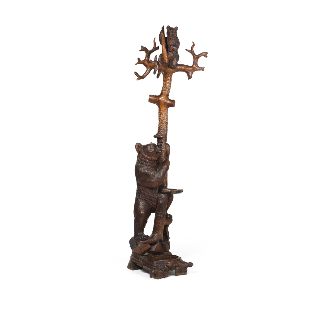 Appraisal: BLACK FOREST CARVED BEAR AND CUB COAT STAND LATE TH