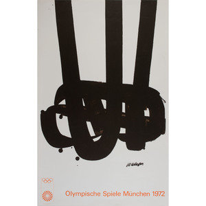 Appraisal: A Pierre Soulages Poster for Olympische Spiele Munchen Off-set lithographic