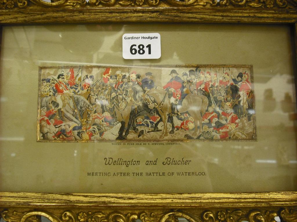 Appraisal: Pair of gilt framed stevengraphs 'The Death of Nelson' and