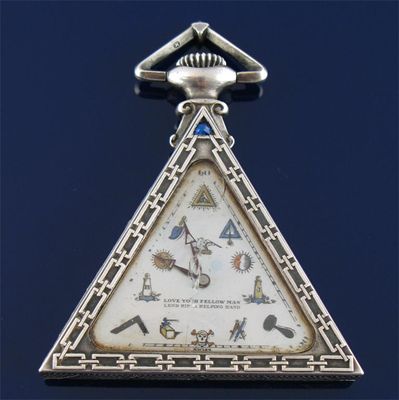 Appraisal: An early th century triangular Masonic silver pocket watch the