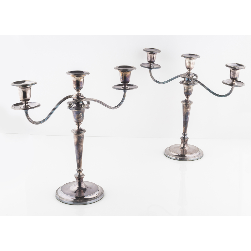 Appraisal: A pair of three light table candelabra R B Sheffield