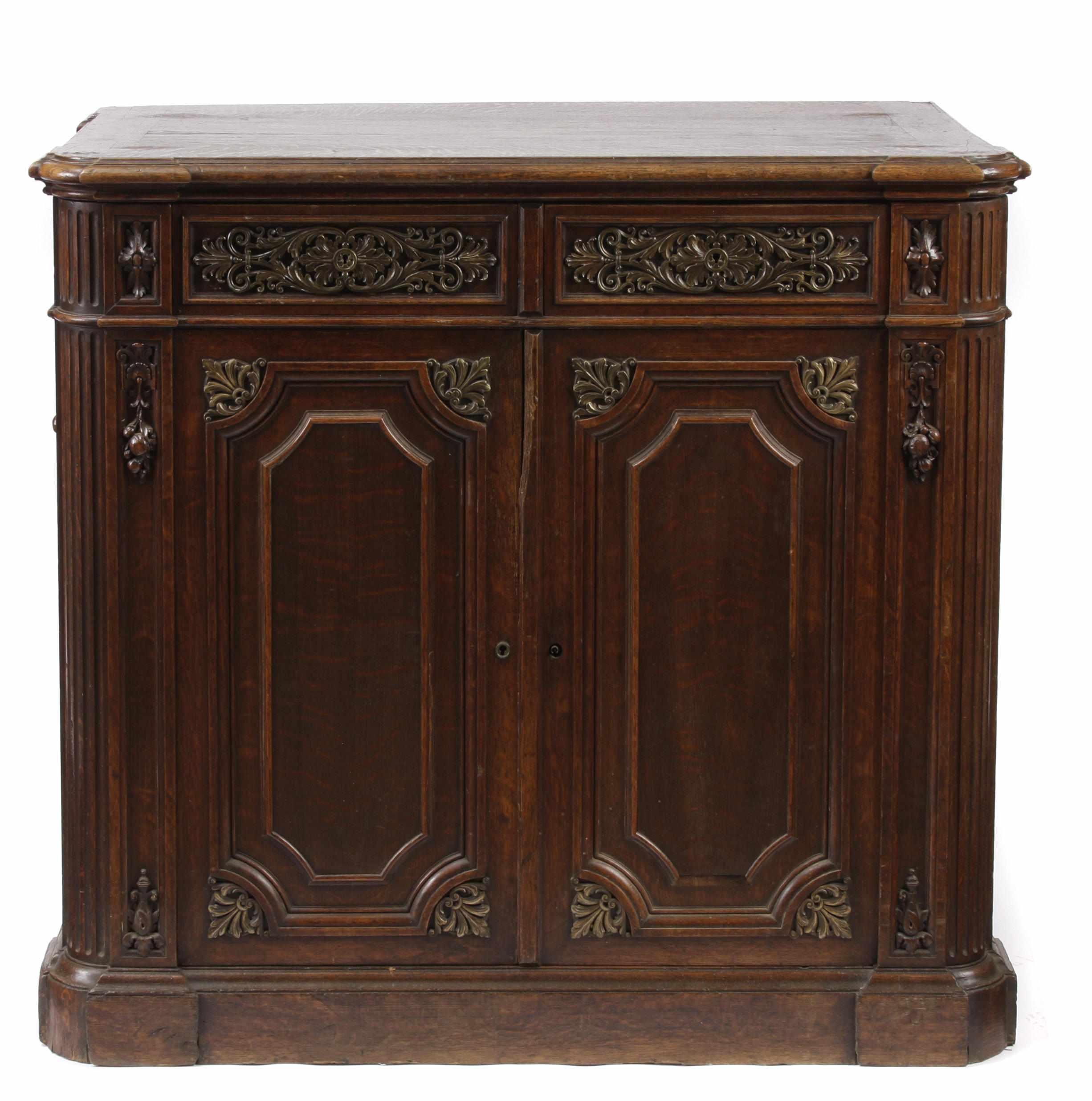 Appraisal: A French Provincial style bronze mounted oak cabinet height in