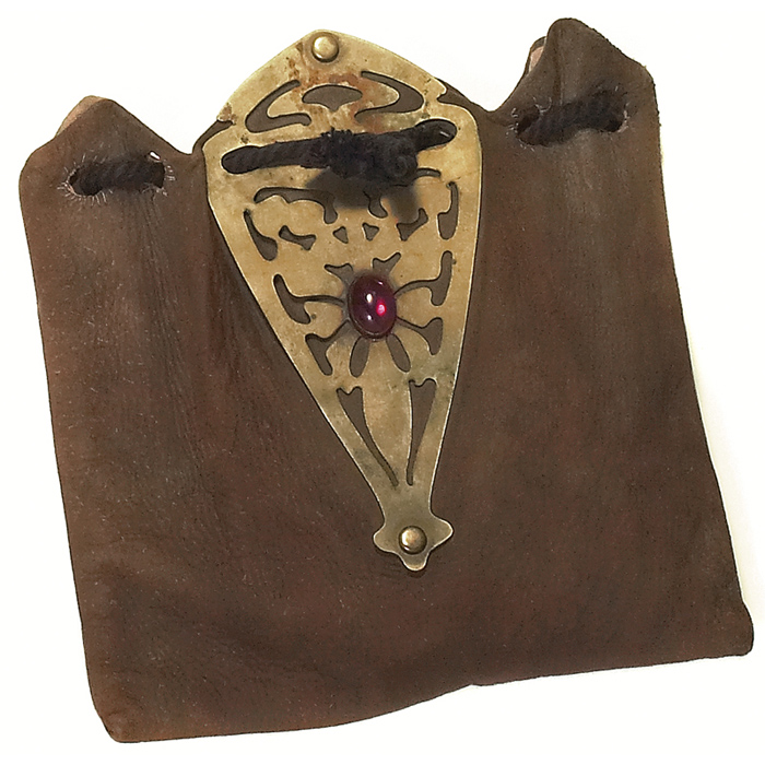 Appraisal: Good Arts Crafts purse suede with applied metal and stones