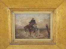 Appraisal: A small oil on panel in wide gilt frame of