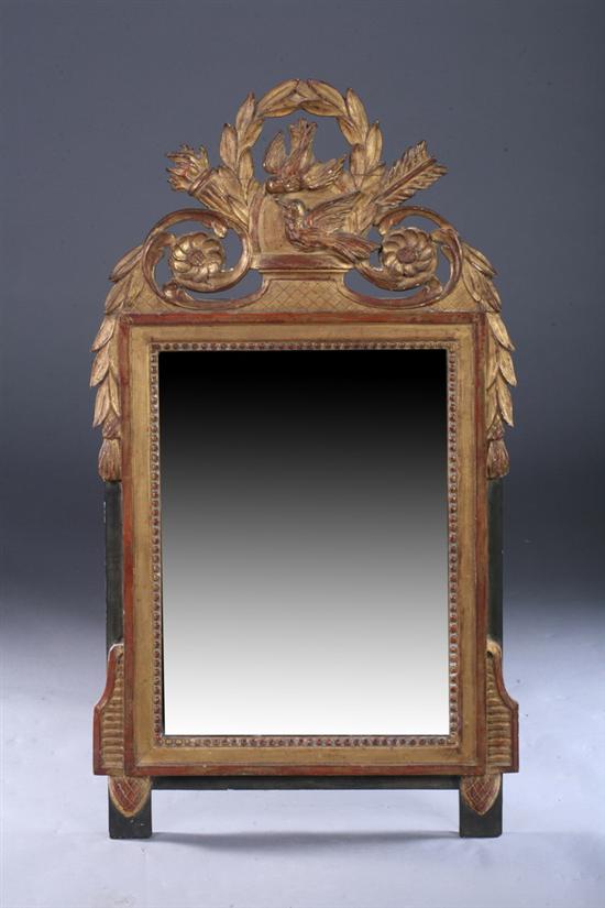 Appraisal: NEOCLASSICAL STYLE GILTWOOD WALL MIRROR th century Bird-and-wreath assemblage open-work