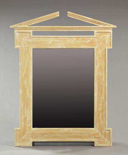 Appraisal: Italian Carved and Waxed Oak Overmantel Mirror of large gabled