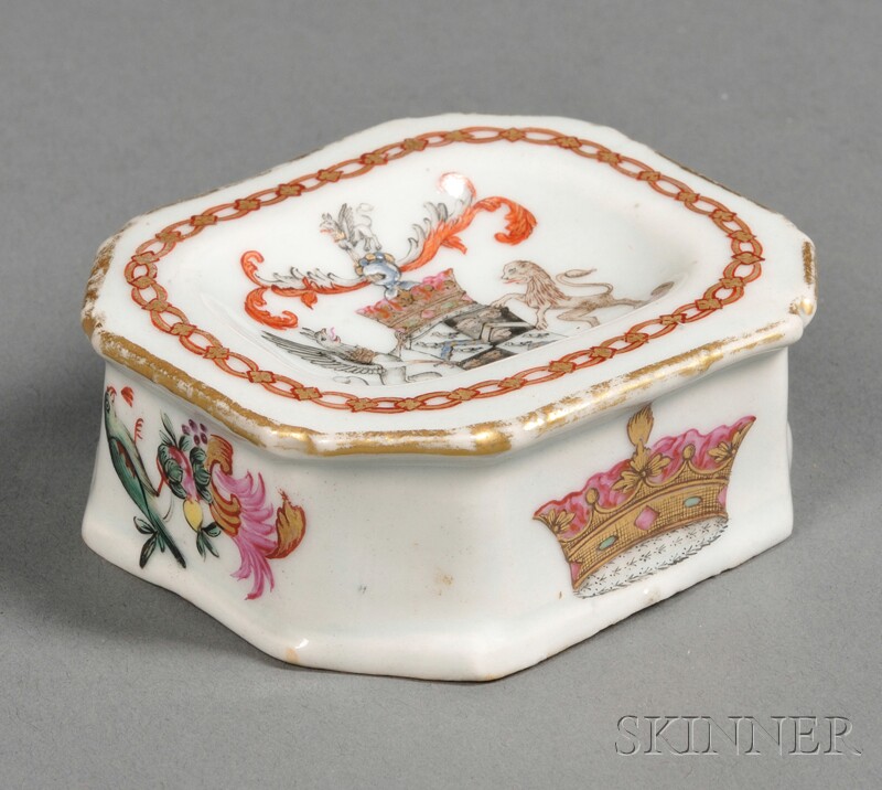 Appraisal: Chinese Export Porcelain Armorial Decorated Master Salt late th century