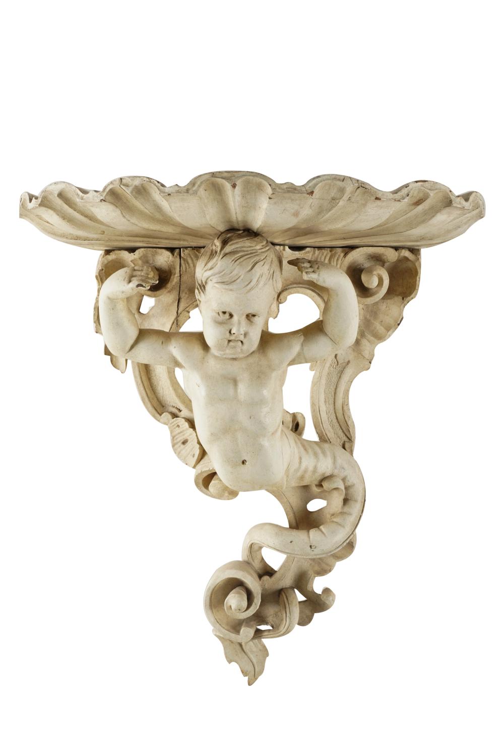 Appraisal: VENETIAN ROCOCO STYLE PAINTED CARVED BRACKETCondition minor loss to fingers