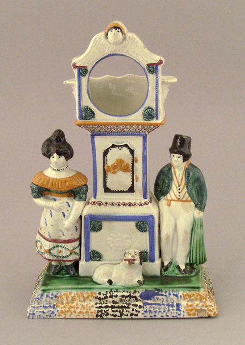 Appraisal: Prattware watch hutch early th c with a man and