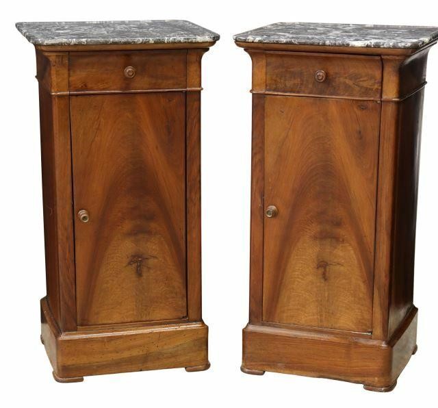 Appraisal: pair French Louis Philippe period walnut bedside cabinets mid th