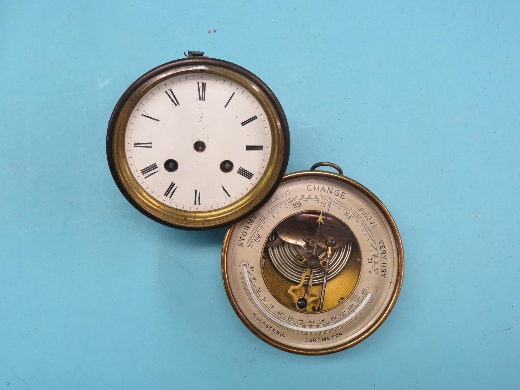 Appraisal: An Holosteric Barometer silvered dial and open mechanism in brass