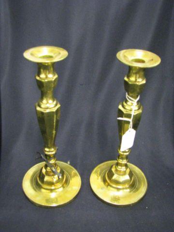 Appraisal: Pair of Early Brass Candlesticks tall