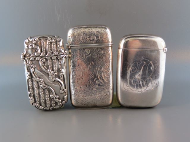 Appraisal: Sterling Silver Match Safes by Watrous finely engraved and rococo