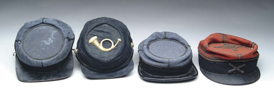 Appraisal: GROUP OF INDIAN WAR ERA KEPIS Artillery officer s kepi