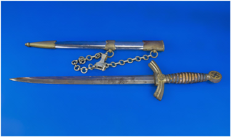 Appraisal: German Officer's Dagger edge weapon and scabbard Marks to blade