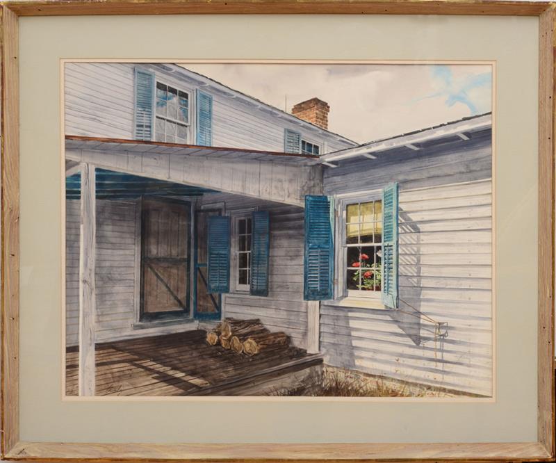 Appraisal: JOHN CHUMLEY - THE BACK PORCH Watercolor on paper signed