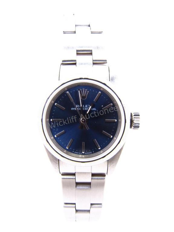 Appraisal: A lady's Rolex stainless steel wristwatch with Oyster bracelet blue